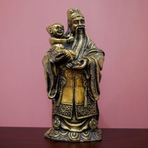 Vintage Feng Shui Fu God Holding Child Blessing Fortune Statue Sculpture - 12&quot; T - $163.35