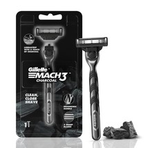 1 Gillette Mach3 Charcoal Shaving Razor for Men Enhanced Lubrastrip clea... - £10.93 GBP