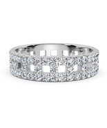 2 twc round cut small lab diamond eternity man women wedding band 14k go... - £182.85 GBP