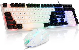 Gaming Wired Keyboard And Mouse Combo For Office Or Home With Backlit Rainbow - £28.73 GBP