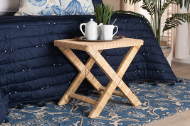 Darcila Natural Rattan And Mahogany Accent Bench - $2,936.24 MXN