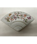 Avon 1980 Butterfly Fantasy Porcelain Fan Trinket Box Vintage - $10.06