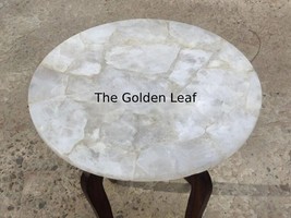 White Quartz Corner Table, Gemstone table, Natural Agate Table Top, Agate Top - £459.75 GBP