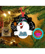 FROSTY THE SNOWMAN Hardboard MDF 3.5&quot; Quatrefoil Shape Ornament with Ribbon - $14.95