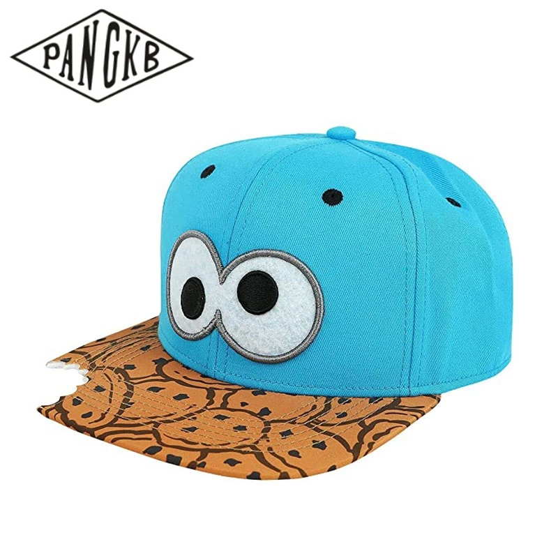 PANGKB Brand Difuzed Cap Cartoon Big Eyes Cookie Bite Blue Snapback Hat ... - £10.88 GBP+