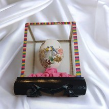 Vintage Asian Oriental Hand-Painted Porcelain Egg in Glass Case People&#39;s Republi - $30.00