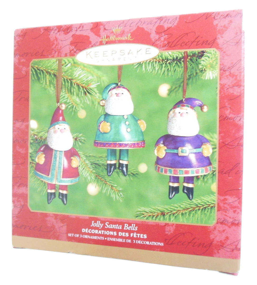 Hallmark Ornament Jolly Santa Bells Christmas Ornaments Set 3 Porcelain QX8915 - $16.95