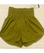 Nike Smocked High Waist Running Shorts Small Chartreuse Training Loose Fit - £27.25 GBP