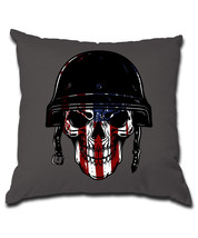 Skull soldier with classic helmet Pillow (Cover and Pillow Included) - £17.25 GBP
