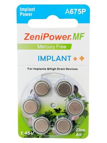 Primary image for 60 ZeniPower Hearing Aid Batteries Size: 675P Cochlear + Battery Holder Keychain