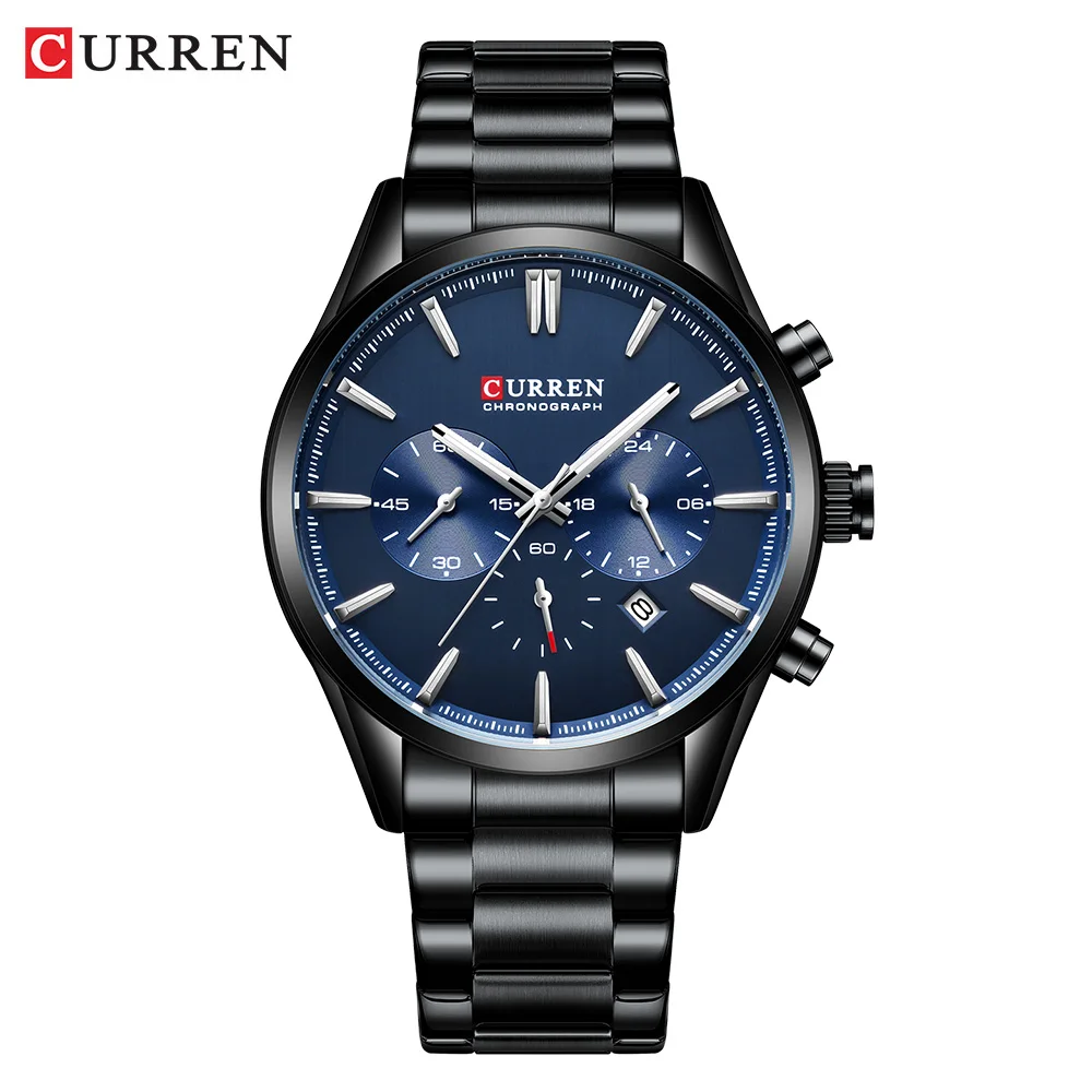 Multifunctional Watches Automatic Date Stainless Steel Straps Men&#39;s Quar... - £40.67 GBP