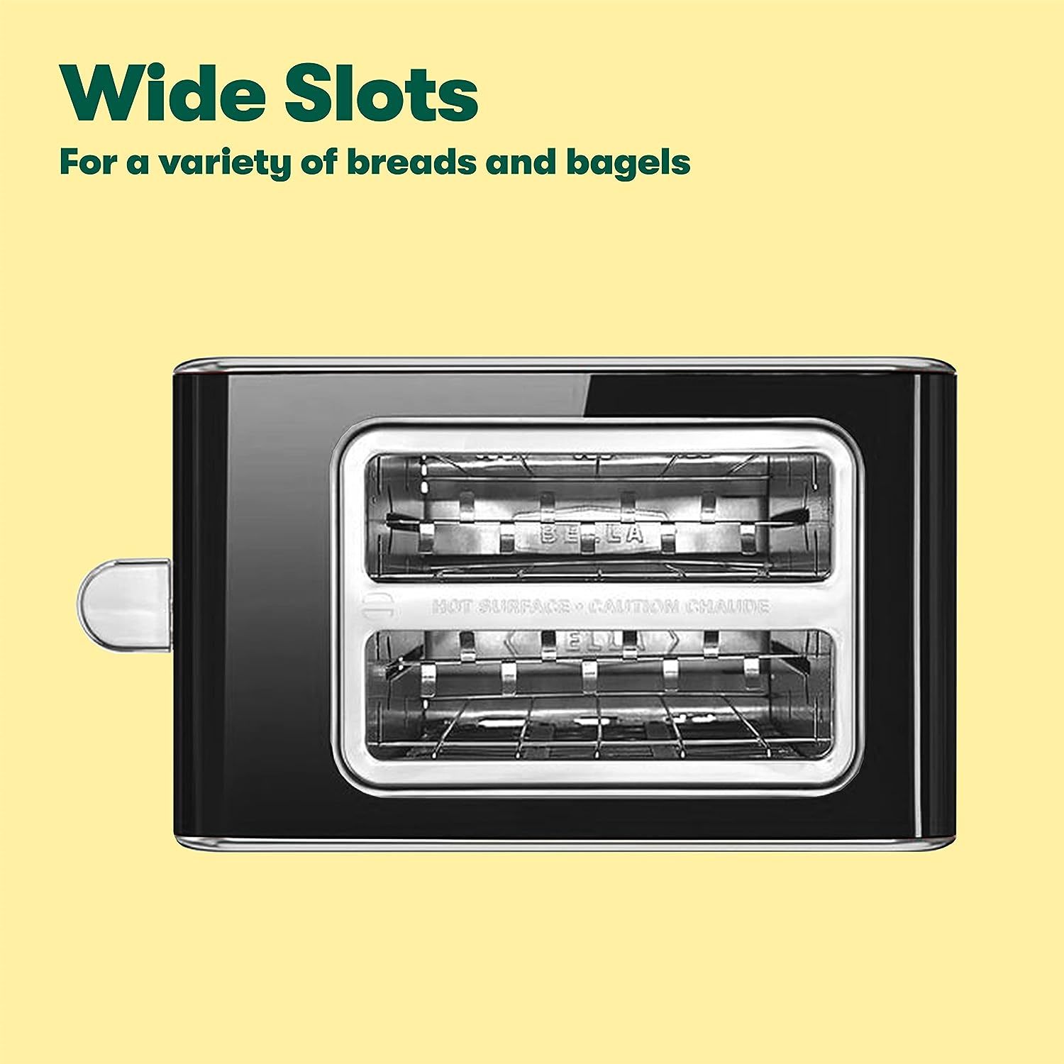 BELLA 2 Slice Toaster with Wide Slots, Touchscreen Removable Crumb