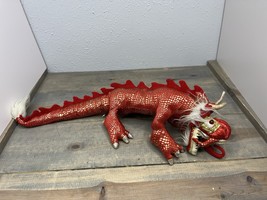 FOLKMANIS RED DRAGON FINGER PUPPET 21&quot; FULL BODY RED &amp; GOLD CHINESE RETIRED - £11.08 GBP