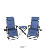 SereneLife 3-Piece Zero Gravity Chair &amp; Table Set Blue SLZGHCRM56 Patio - €188,45 EUR