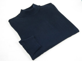 Men's Sweater Knit By BRANGO Turkey Mock Neck Cotton Blend 21050 Navy Blue image 6