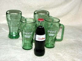vintage 4 coca-cola 16 oz glasses and 1 unopened 25th, ann. dollywood - £11.87 GBP