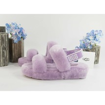 UGG Fluff Oh Yea Lilac Purple Sheepskin Fur Slippers Slides Sandals Sz 8 NIB - £94.55 GBP