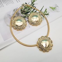 Fashion Ladies Jewelry Circle Round Earrings And Pendant Set African Dubai Golde - £52.41 GBP