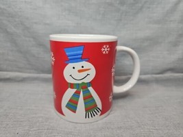 Red Snowman Christmas Snowflake Holiday Season Mug, 10 Fl Oz Microwave Safe - £5.22 GBP