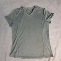 Adidas Climalite Short-Sleeve V-Neck T-Shirt Seafoam Green Womens Sz Large - £11.84 GBP