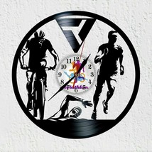 VinyWoody Vinyl Record Wall Clock Triathlon Sports Gift Decoration   - $54.00