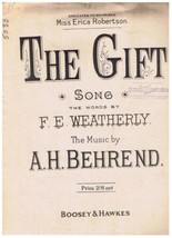 The Gift Sheet Music F Weatherly A Behrend - £1.70 GBP