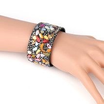 Colorful Cuff Wristband With Stones &amp; Sparkling Crystals - £17.63 GBP