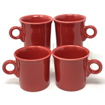 HLC Fiesta Mugs Scarlett Red O Ring Tom Jerry Handle Homer Laughlin Set 4 - £25.68 GBP