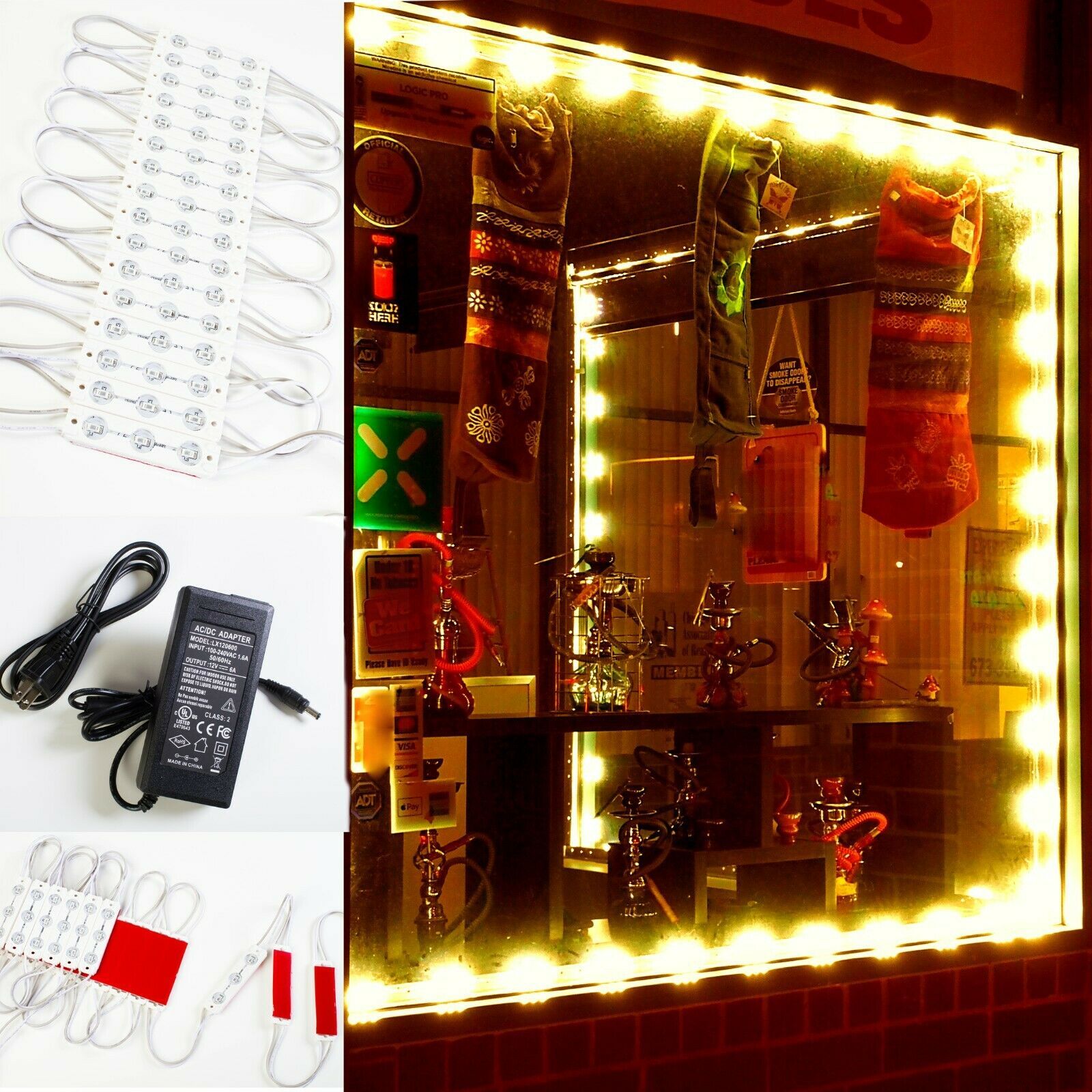 LEDUPDATES Orange 20ft STOREFRONT Window LED LIGHT AMBER 5630 + UL 12v Power