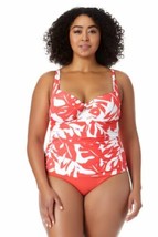 $82 Anne Cole Plus Retro Twist Front Underwire Tankini Swim Top Orange Size 16W - £40.91 GBP