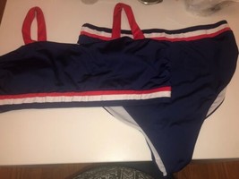 Venus Womens SZ 22 2 Piece Bathing Suit High Waisted Bottoms Red White &amp;... - $15.83
