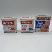 Vintage Metal Band Aid Boxes Tins Containers Johnson &amp; Johnson Lot of 3 - £13.66 GBP