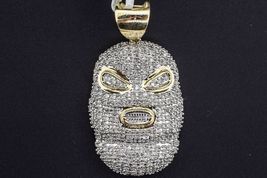 Round Cut 1.56CT Simulated Diamond Mask Mob Charm Pendent Gold Plated 925 Silver - £205.74 GBP