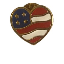 2001 Avon Heart Shape American Flag Hat Lapel Pin Patriotic USA 34 - $6.35