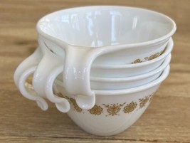 Corning Corelle Cups 1970&#39;s Butterfly Gold Open Hook Handle (4) - £26.62 GBP