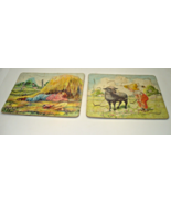 Vintage P &amp; M Co Inc Childrens Jigsaw Puzzles Color 8 Piece Farm Kid Animal - $15.14 CAD
