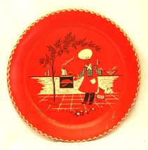 Stoyke Round Metal Tin Tray Platter Chef Barbecue Cook-Out Red Black Vin... - £39.56 GBP