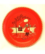 Stoyke Round Metal Tin Tray Platter Chef Barbecue Cook-Out Red Black Vin... - £38.93 GBP