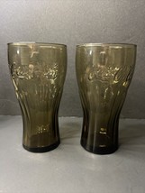 Libbey Coca Cola Coke Lot Of 2 Glasses 6&quot;  Vintage 12oz Brown Smoked McDonald’s - £14.55 GBP