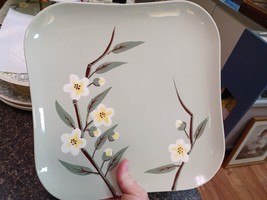 Vtg MCM Weil Ware Blossom 9.75&quot; Dinner Plate Green Made In California Po... - $8.90