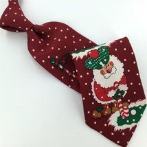 Novel Ties Red Brown Reindeer Santa Candy Cane Christmas Men&#39;s Necktie #XO-476 - £12.37 GBP