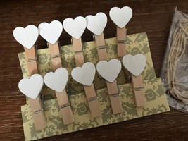 120pcs White Heart Wooden Clips,Pin Clothespin,Wedding Party Favors,Decorations - £7.88 GBP