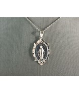 Womens Sterling Silver Virgin Mary Pendant Necklace 4.3g E7090 - €34,23 EUR