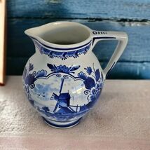 Royal Delft De Porceleyne Fles Large Jug Pitcher Hand Painted Blue Flora... - $682.44 CAD