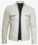Mens Retro Cafe Racer, Smooth Off-White Finish with Bold Look Leather Ja... - $2,390.89 MXN+