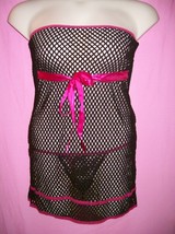 Naughty and Nice Lingerie Famous Maker Plus Size Strapless Fishnet Slip Set - £22.34 GBP