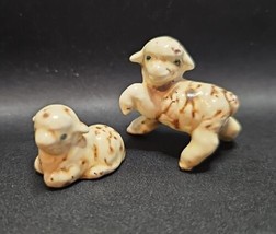 Vintage Hagen-Renaker Set of 2 Miniature Sheep Lambs 1in Discontinued - £17.25 GBP