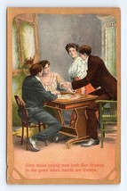 Romance Playing Cards Girls Make Men Look Like Chumps Hearts 1912 DB Postcard N2 - £3.85 GBP