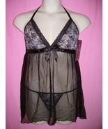 Naughty and Nice Lingerie Plus Size French Inspired Babydoll &amp; G-String - $38.35 CAD