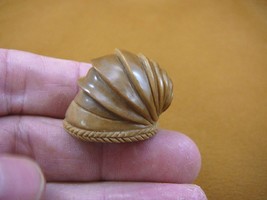 (tb-snail-1) little tan Snail shell Tagua NUT palm figurine Bali carving snails - £31.38 GBP